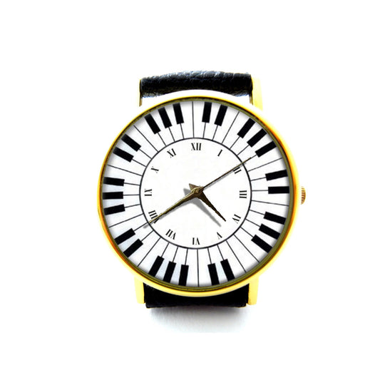 Piano Keys Leather Watch, Music Leather Watch, Ladies Watch, Mens Watch, Music Jewelry, Music Accessory