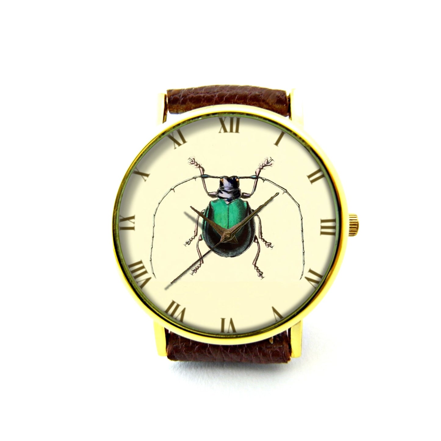 Vintage Beetle Leather Watch, Beetle Watch, Gift Ideas, Birthday Gift, Beetle Insect Jewelry