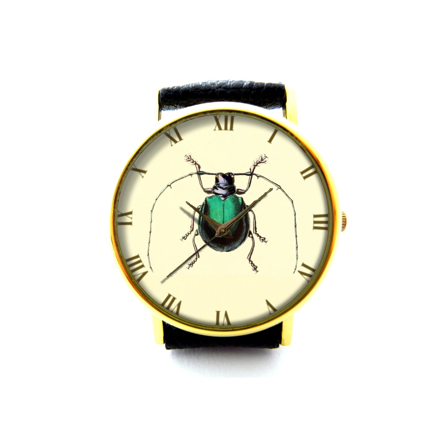 Vintage Beetle Leather Watch, Beetle Watch, Gift Ideas, Birthday Gift, Beetle Insect Jewelry