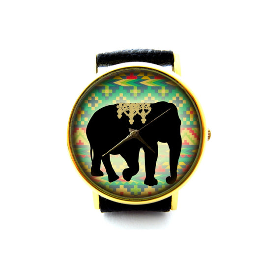 Elephant Leather Watch, Vintage Elephant Watch, Unisex Watch, Ladies Watch, Mens Watch, Elephant Jewelry