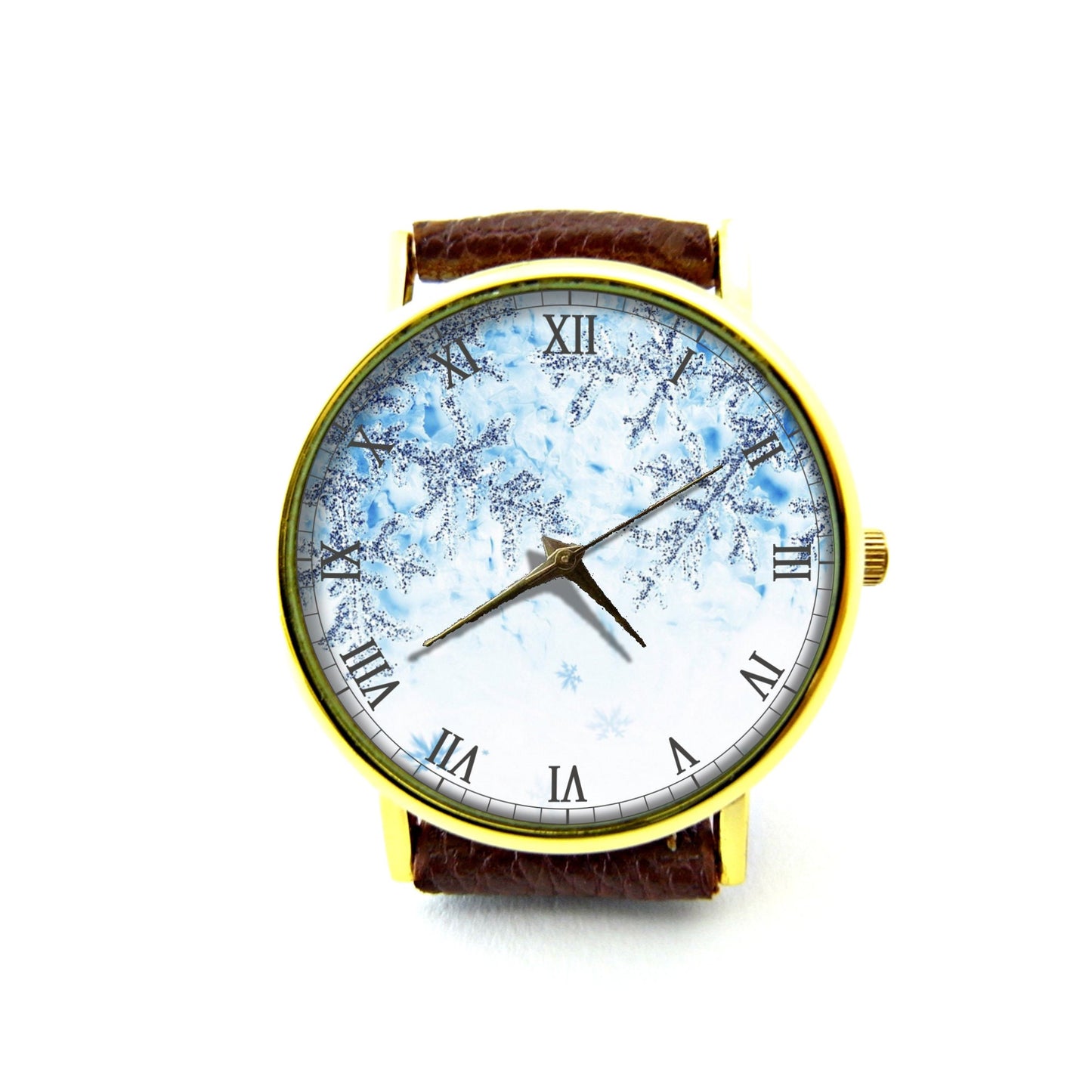 Snowflakes Leather Watch, Holiday Ladies Watch, Unisex Watch, Vintage Watch, Winter Snowflake Watch, Snowflake Jewellery