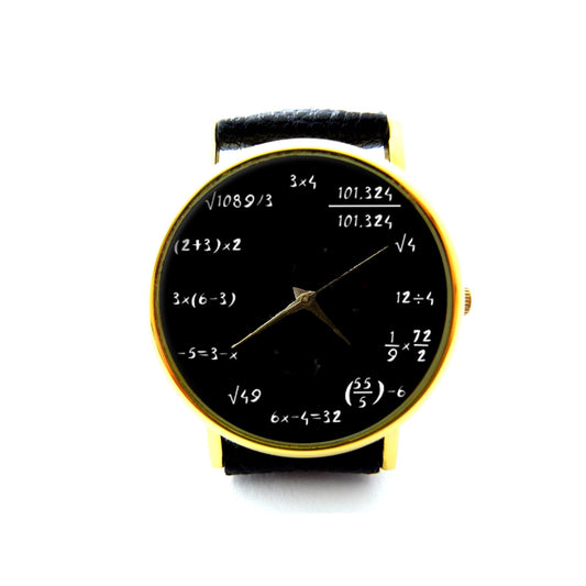 Math Art Watch, Mathematical Formulates Leather Watch, Math Equations Ladies Watch, Unisex Watch, Equations Jewellery