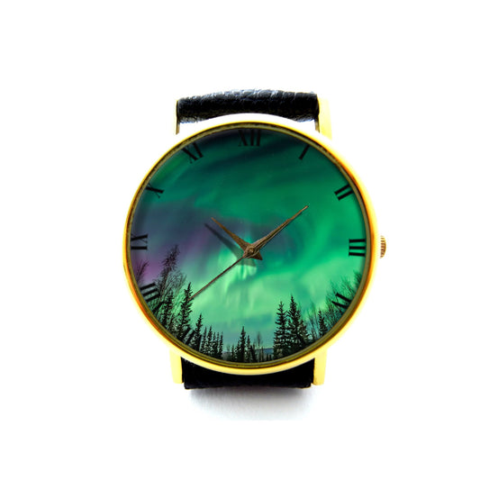 Northern Lights Leather Watch, Northern Lights Watch, Gift Ideas, Birthday Gift, Northern Lights Jewelry