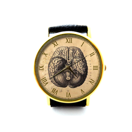 Vintage Brain Leather Watch, Brain Watch, Vintage Anatomy Watch, Ladies Watch, Mens Watch, Human Brain Watch, Brain Jewelry