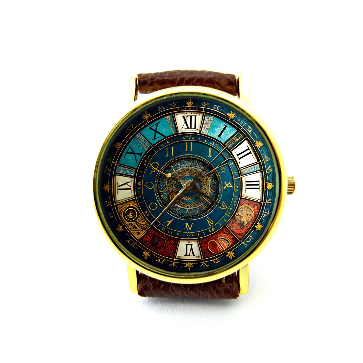 Astronomical Leather Watch, Ancient Greek Ladies Watch, Unisex Watch, Astronomical Art Jewelry