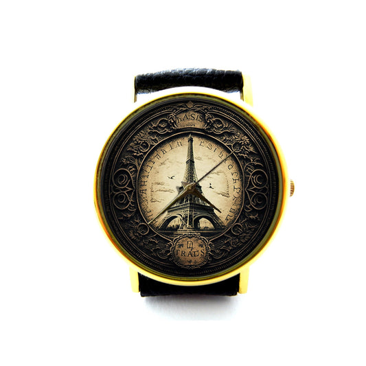 Paris Eiffel Tower Leather Watch, Eiffel Tower Watch, Unisex Watch, Eiffel Tower Jewelry Gift