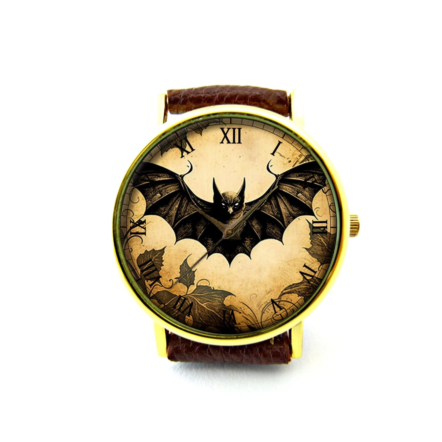 Gothic Bat Watch, Bat Leather Watch, Unisex Watch, Ladies Watch, Mens Watch, Bat Jewelry, Personalized Watch