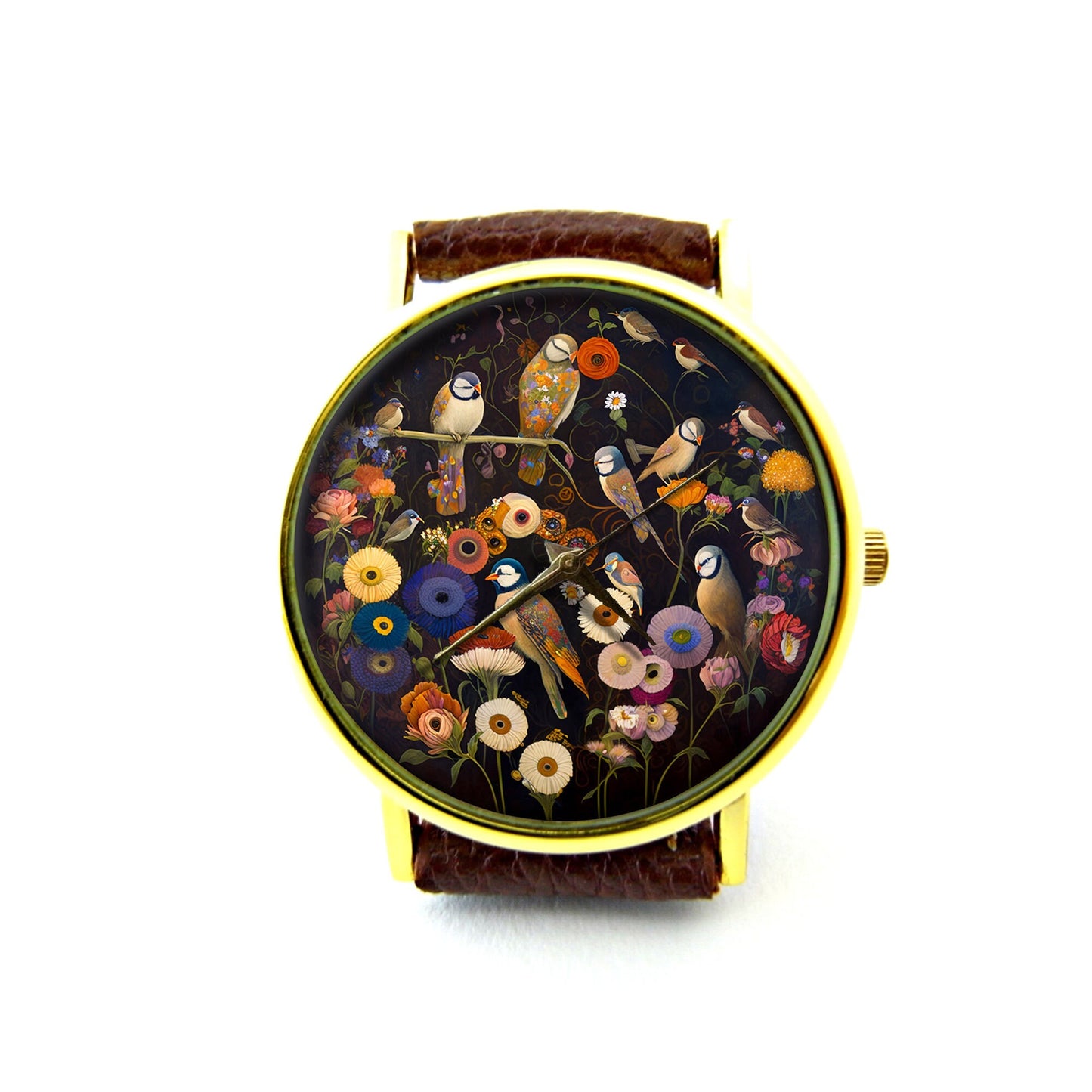 Birds Flower Leather Watch, Birds Ladies Watch, Unisex Watch, Bird Jewelry Gift