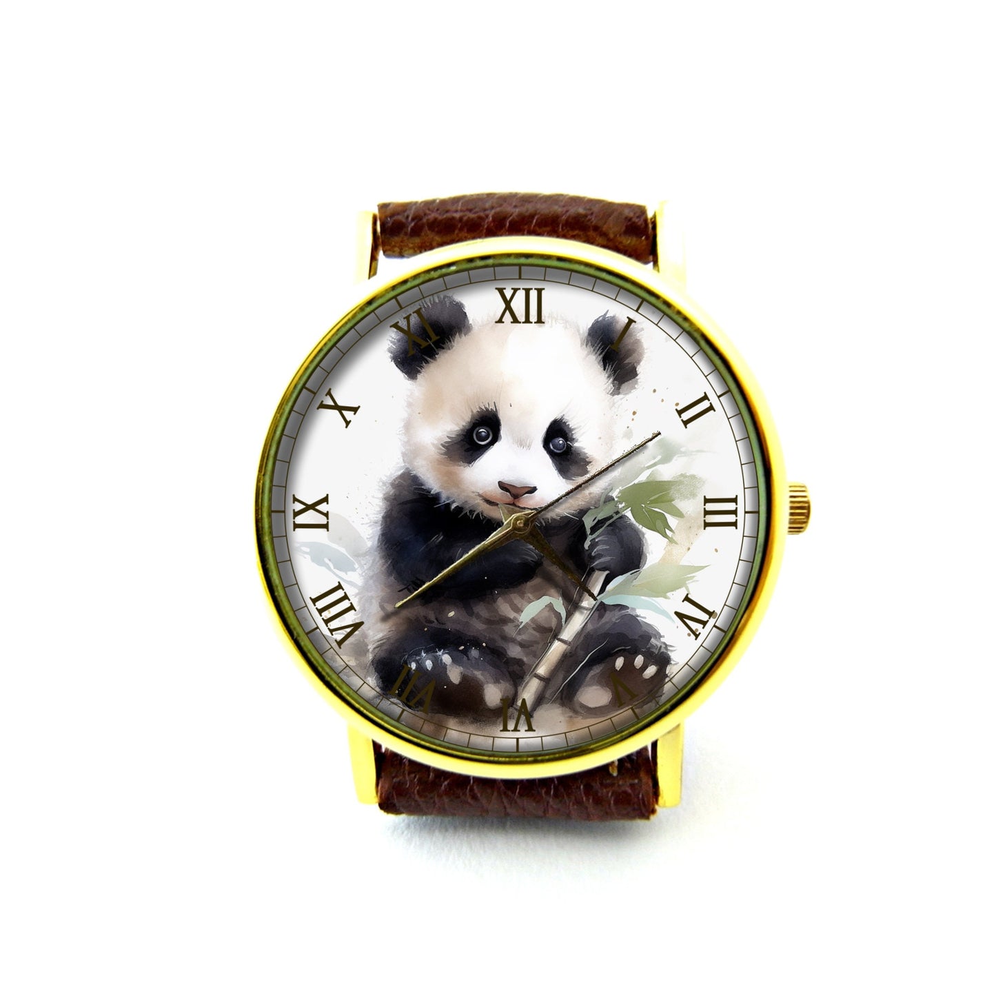 Cute Panda Leather Watch, Panda Watch, Unisex Watch, Funny Panda Jewelry