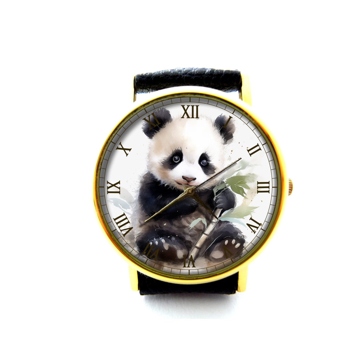 Cute Panda Leather Watch, Panda Watch, Unisex Watch, Funny Panda Jewelry