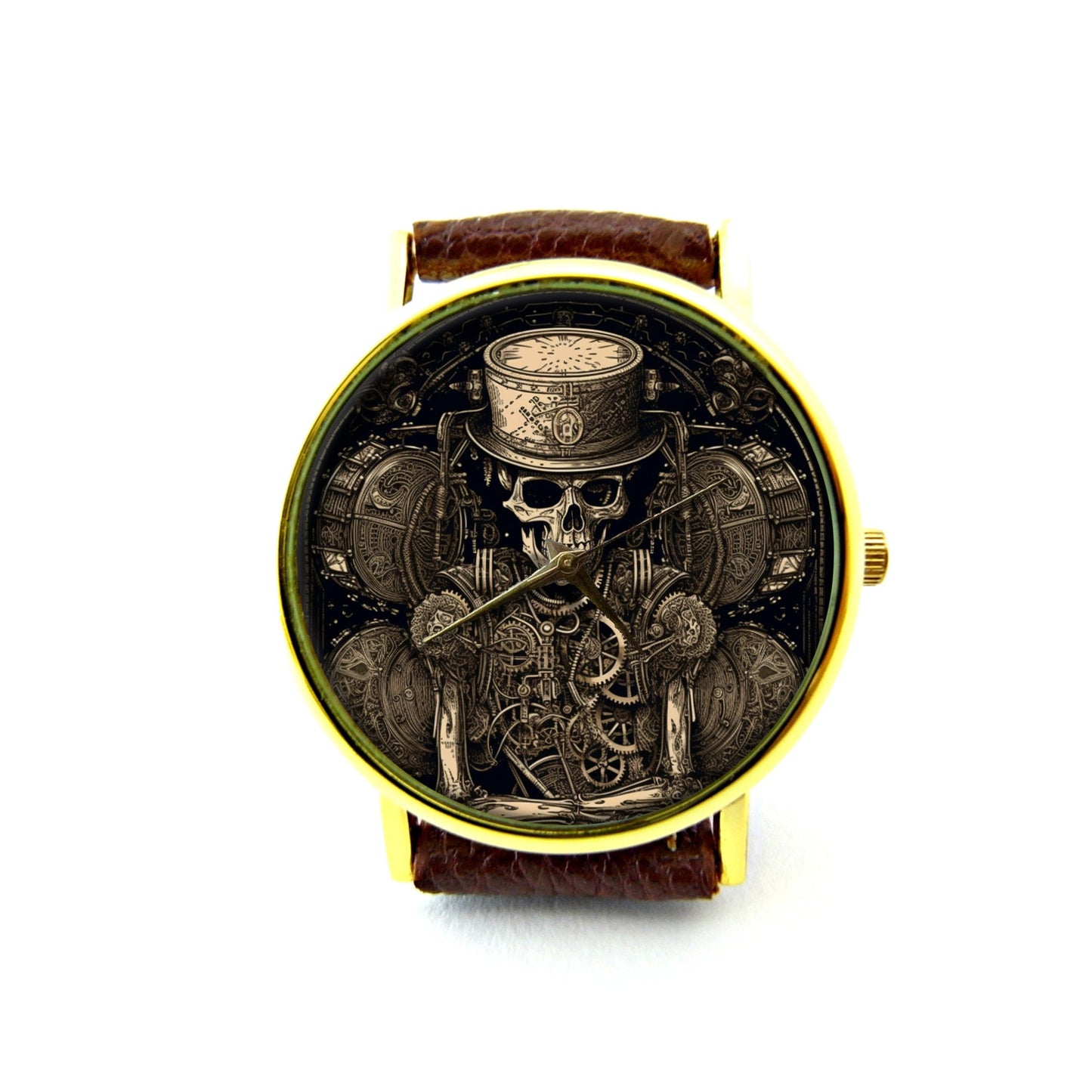 Steampunk Skull Leather Watch, Steampunk Skeleton Watch, Unisex Watch, Steampunk Jewelry