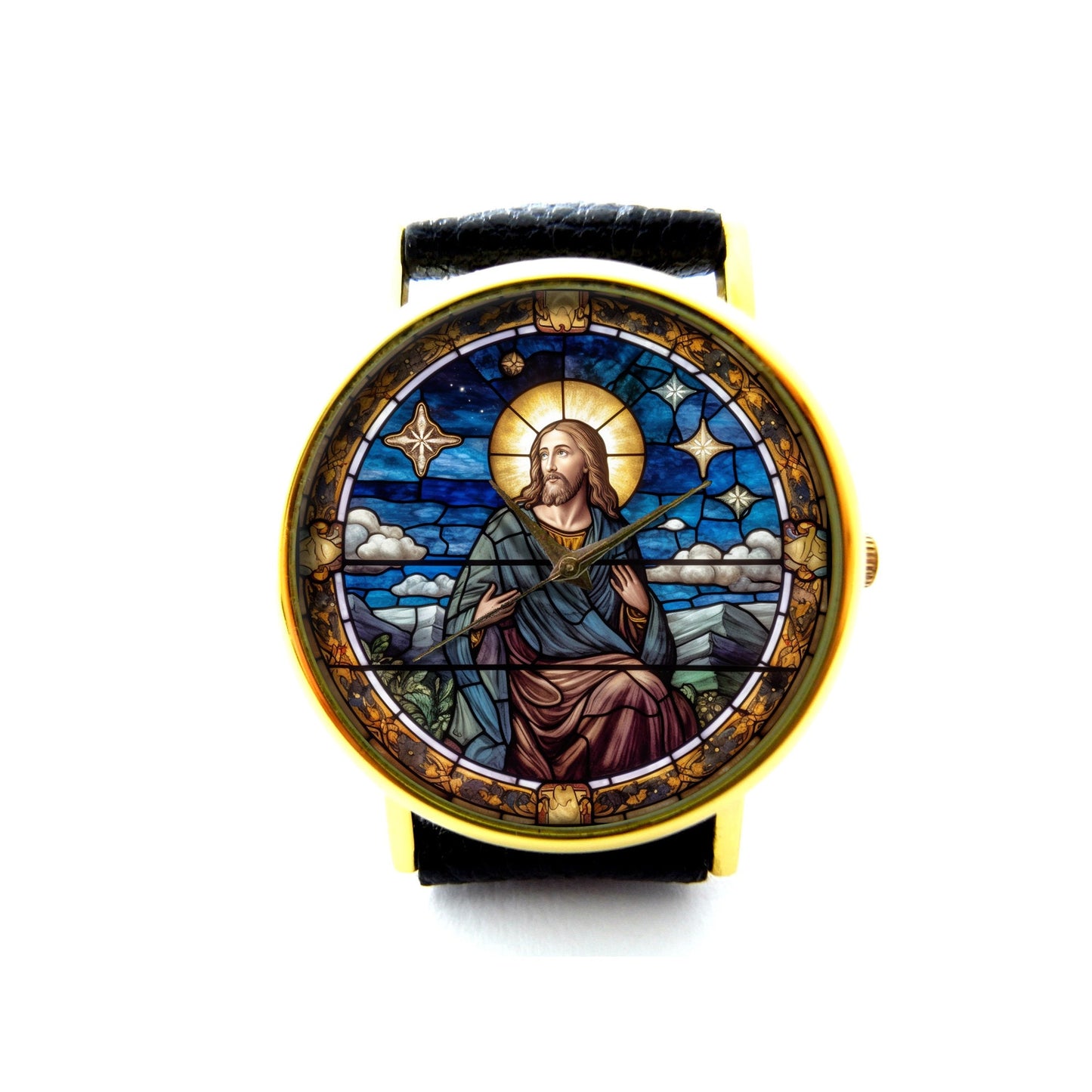 Jesus Stained Glass Leather Watch, Jesus Ladies Watch, Unisex Watch, Jesus Jewelry